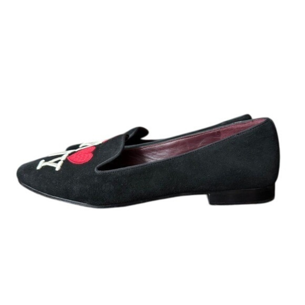 Kate Spade Lounge New York I Love NY Flats Black Suede Embroidered Size 8.5‎ - Picture 3 of 11